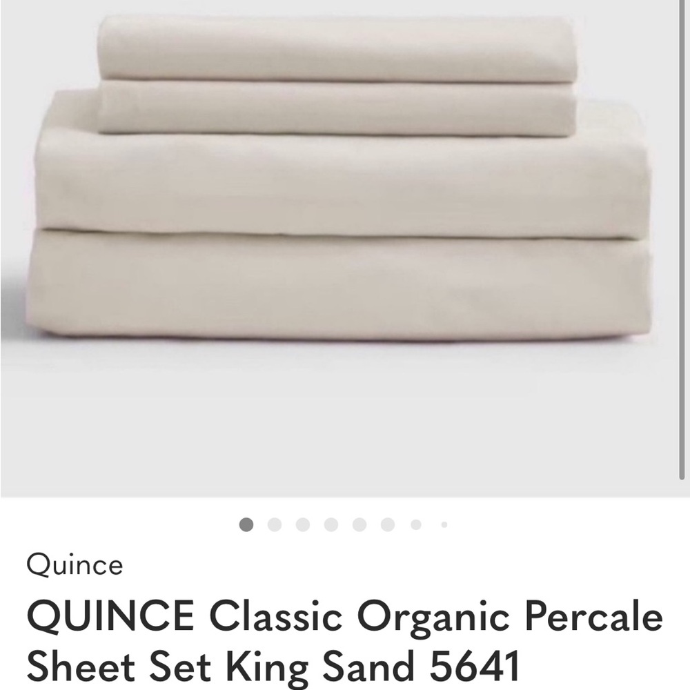 QUINCE Classic Organic Percale Sheet Set King Sand 5641